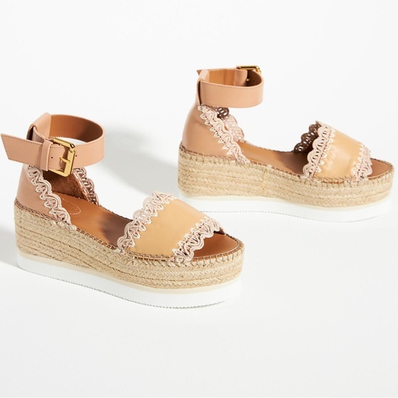 Chloe Cream Platform Espadrille Sandals - Picture 1 of 9